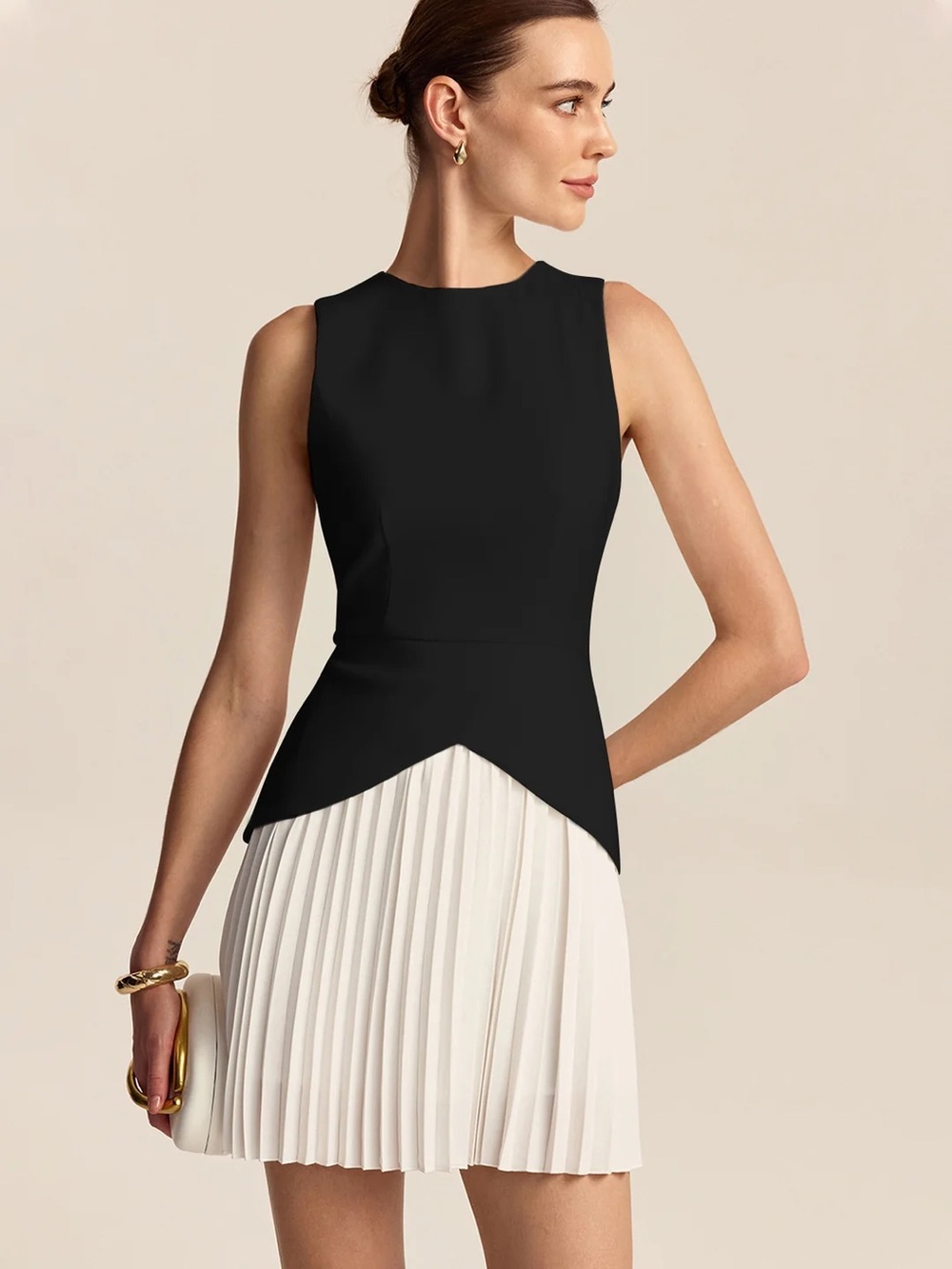 228 Pleated Hem Mini Dress